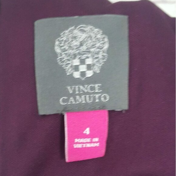 Vince Camuto Floral Dress Purple SZ 4 Pockets Pleat Sleeveless Fit Flare Career - Picture 7 of 9